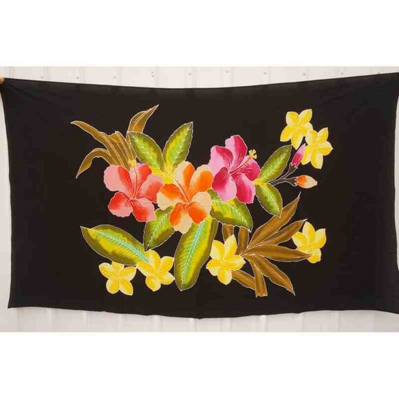 CM28 Flower Batik Plus 38" Open Hand Painted Cover Up Midi Cardigan fit upto 5X - Picture 2 of 2